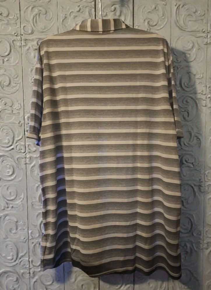 Adidas Golf polo shirt mens 2XL Grey white striped performance active NWT D30 thumbnail 2