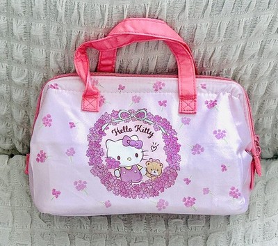 Japan Skater Sanrio Hello Kitty Blumen isoliert rosa Doppelreißverschluss Brotdose Tasche