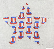 Hand-painted Needlepoint Canvas, Patriotic Star, 18" mesh, NEW