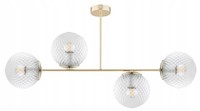 Deckenleuchte Esszimmer 4-Flammig Glas Gold Metall E27 80 Cm Deckenlampe Flur