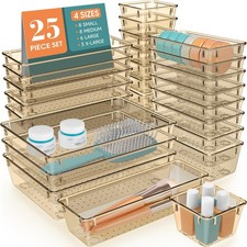 25 PCS Plastic Drawer Organizer Set, Makeup Organizers and Storage Bins