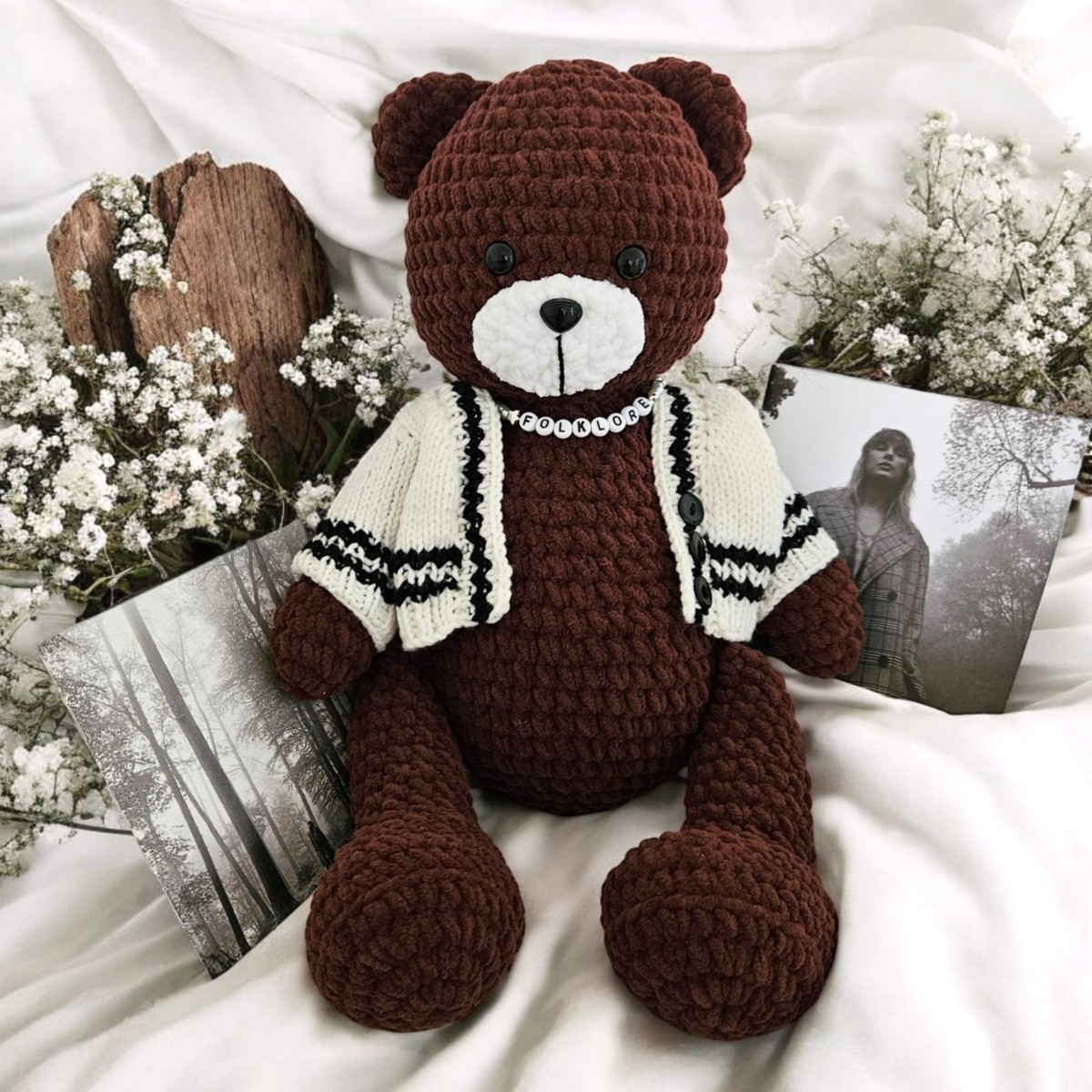 Taylor Swift Folklore Cardigan Crochet Teddy Bear | eBay