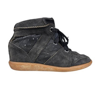 Isabel Marant Bobby Damen Sneaker dunkelgrau Wildleder Keilabsatz UK 5 EU 38