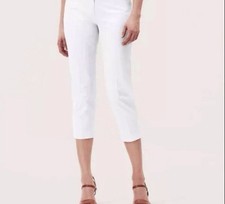 LOFT Riviera Slim Fit White Twill Stretch Cropped Pants 12P Summer Noshow Pocket