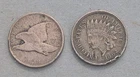 lot of 2, 1858 sd Flying Eagle penny and 1862 Indian penny