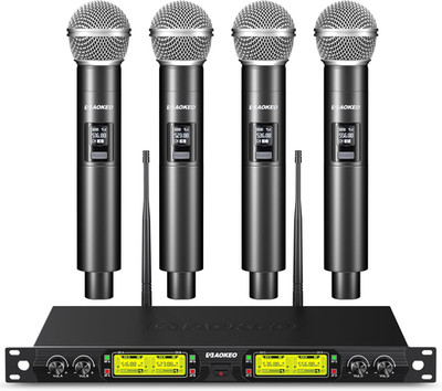 4-Channel UHF Wireless Microphone System with 4 Handheld Mics for Events