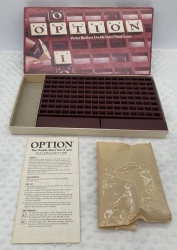 Vintage (1983) Parker Brothers brand "Option" Double-Sided Word Board Game Set