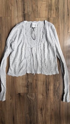 Pink Rose Juniors Light Grey Open Front Cardigan Sweater With String Size S