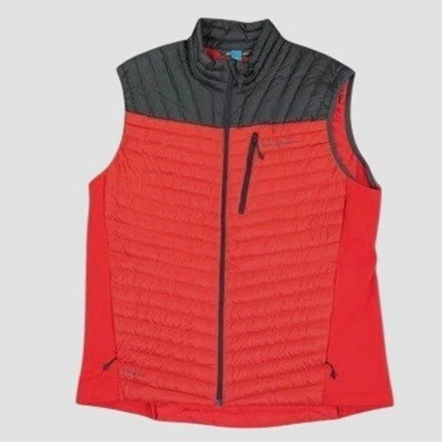 Eddie Bauer First Ascent StormDown 800 Vest Men L Orange Black Puffer Layering