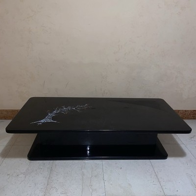 Couchtisch Vintage 70er Jahre aus schwarz lackiertem Holz signiert c.otello