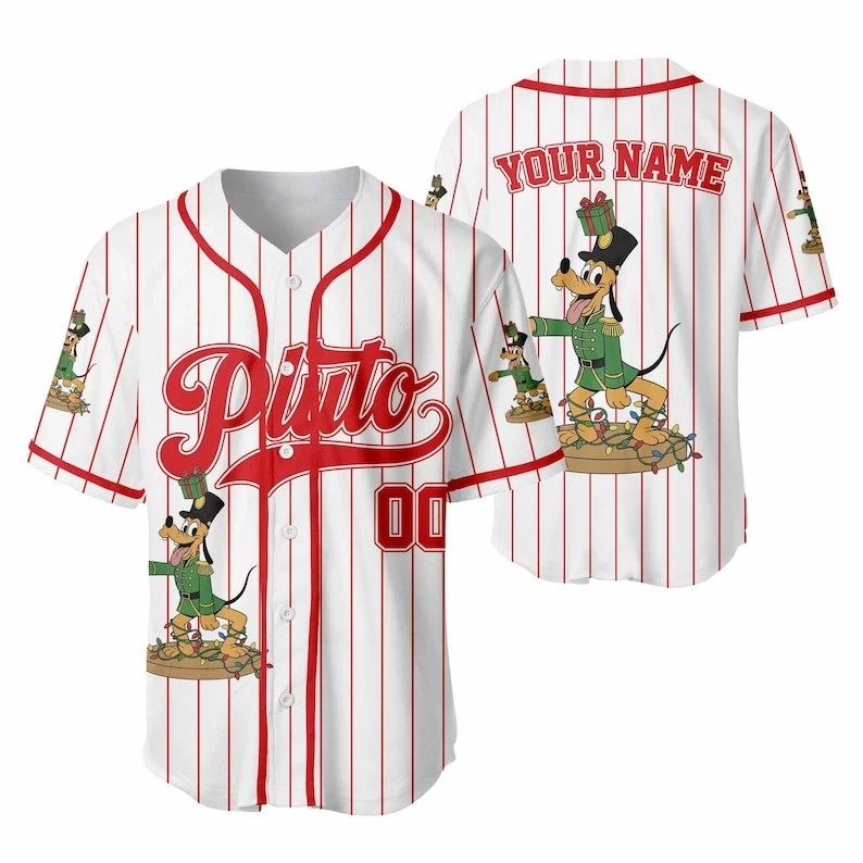 Personalized Cute Pluto Nutcracker Christmas Gift Striped Baseball Jersey Shirt
