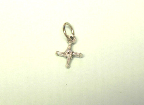 St Brigid Cross Charm TINY Irish Patron Saint Silver Tone Pewter Brigids Kildare