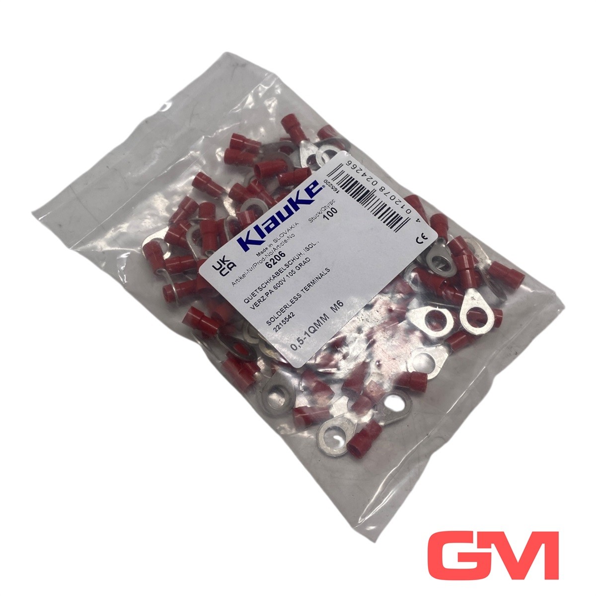 VE 100x Klauke Crimp Connector 6206 Solderless Terminal 1915542 0.5-1 Sqmm