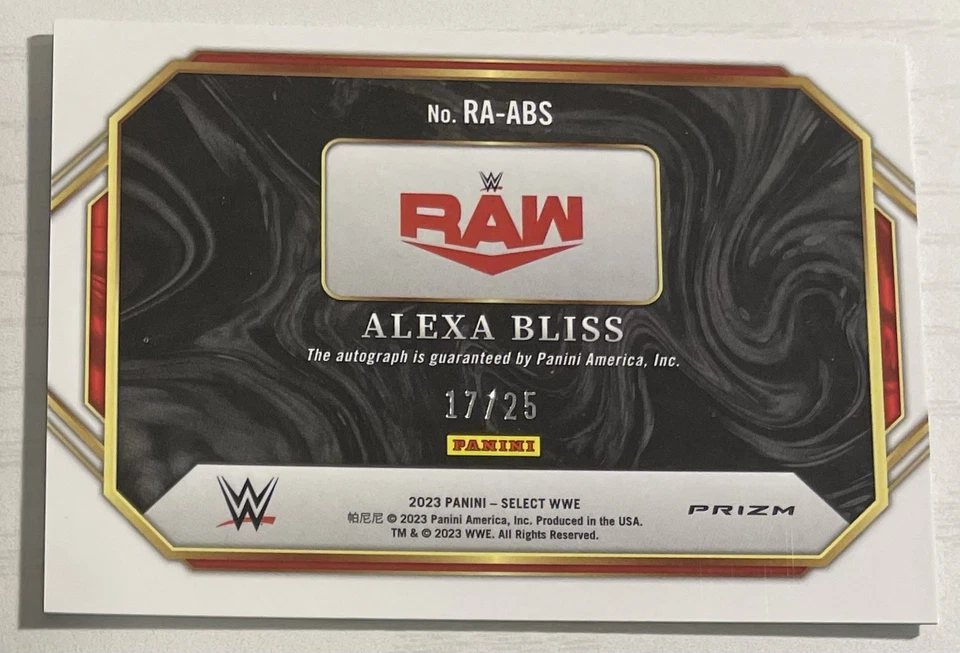 2023 Select WWE Alexa Bliss Ringside Action Auto Tie Dye 17/25  RAW - Image 2 of 2