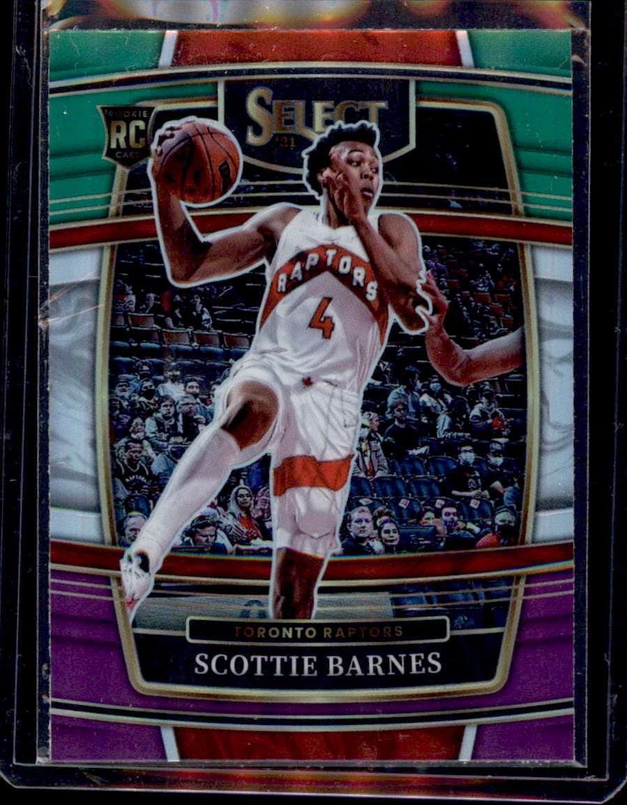 2021-22 Panini Select #74 Scottie Barnes Green White Purple Prizms
