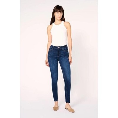 Warp+Weft Women's JFK New York City Dark Wash High Waisted Skinny Jeans 4/27