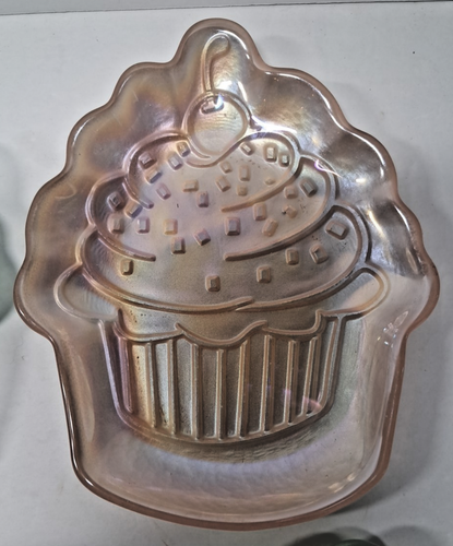 Set of 4 Akcam Glass Cupcake Plates Iridescent Turkish 7” x 5.5” - Picture 5 of 15