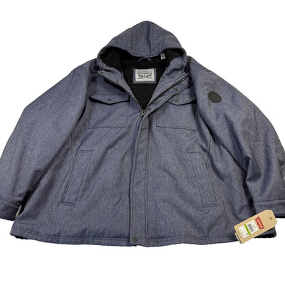 Levi's NWT Sherpa Lined Hooded Trucker Jacket Full Zip Button Blue Men's 5XL