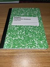 STAPLES GREEN WIDE RULED COMPOSITION NOTEBOOK 100 pages