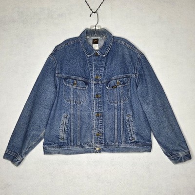 Vintage Lee Riders Denim Jean Jacket #153438 Made In USA Classic Blue Mens XL