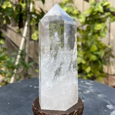 265G  Natural White crystal obelisk Crystal energy column Reiki healing
