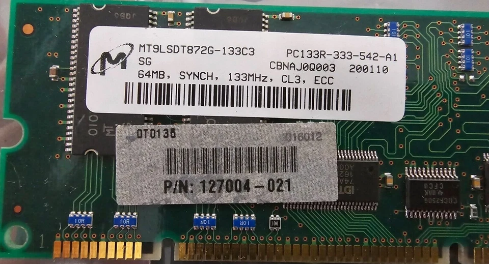 MICRON MT9LSDT872G-133C3 SDRAM ECC PC133R 64Mb - Image 2 of 2