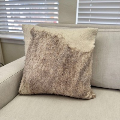 JG Switzer Felted Wool Pillow Cover 20x20 Artisan California Natural Cozy Cabin