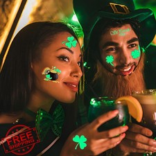 St Patricks Day Glow in Dark Temporary Tattoos, 10 Sheets