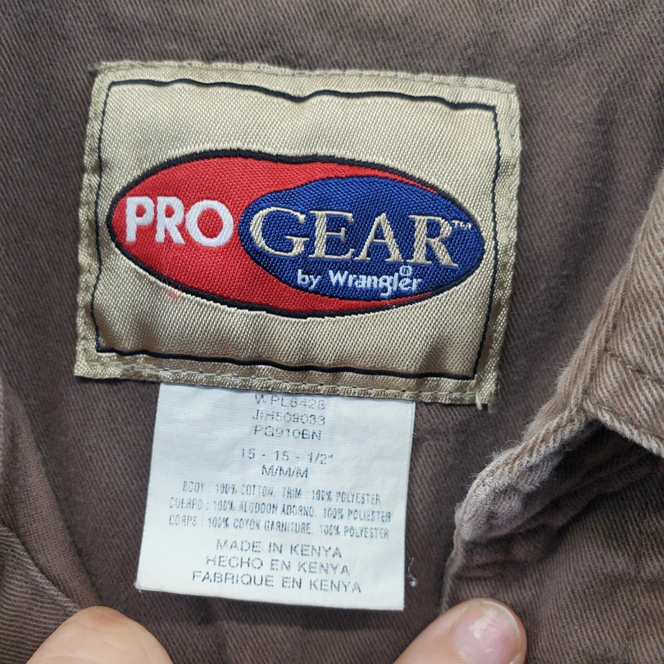 PRO GEAR WRANGER Shirt Mens Medium Button Down Hunting Shooter Shoulder Brown - Image 2 of 4