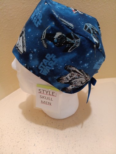 Star Wars Ships Blue Men's Skull/Chemo Surgical Scrub Hat/Cap Handmade - Picture 3 of 7