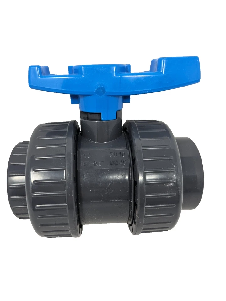 Colonial  1-1/2" PVC 80 True Union Ball Valve EPDM SOC x FPT Blue Handle 801 Ser - Image 2 of 4