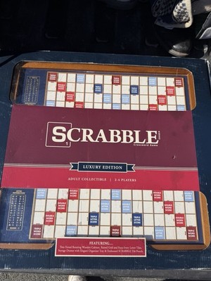 BNIB Scrabble Luxury Edition with Rotating Wooden Game Board SEALED