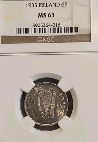 Ireland 1935 6 Pence Rare KeyDate Superb Gem Sharp/Full Luster NGC 63PQ LG