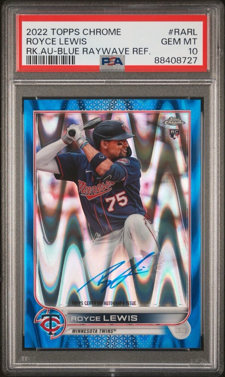 2022 Topps Chrome Blue RayWave Refractor /150 Royce Lewis #RA-RL RC AUTO PSA 10