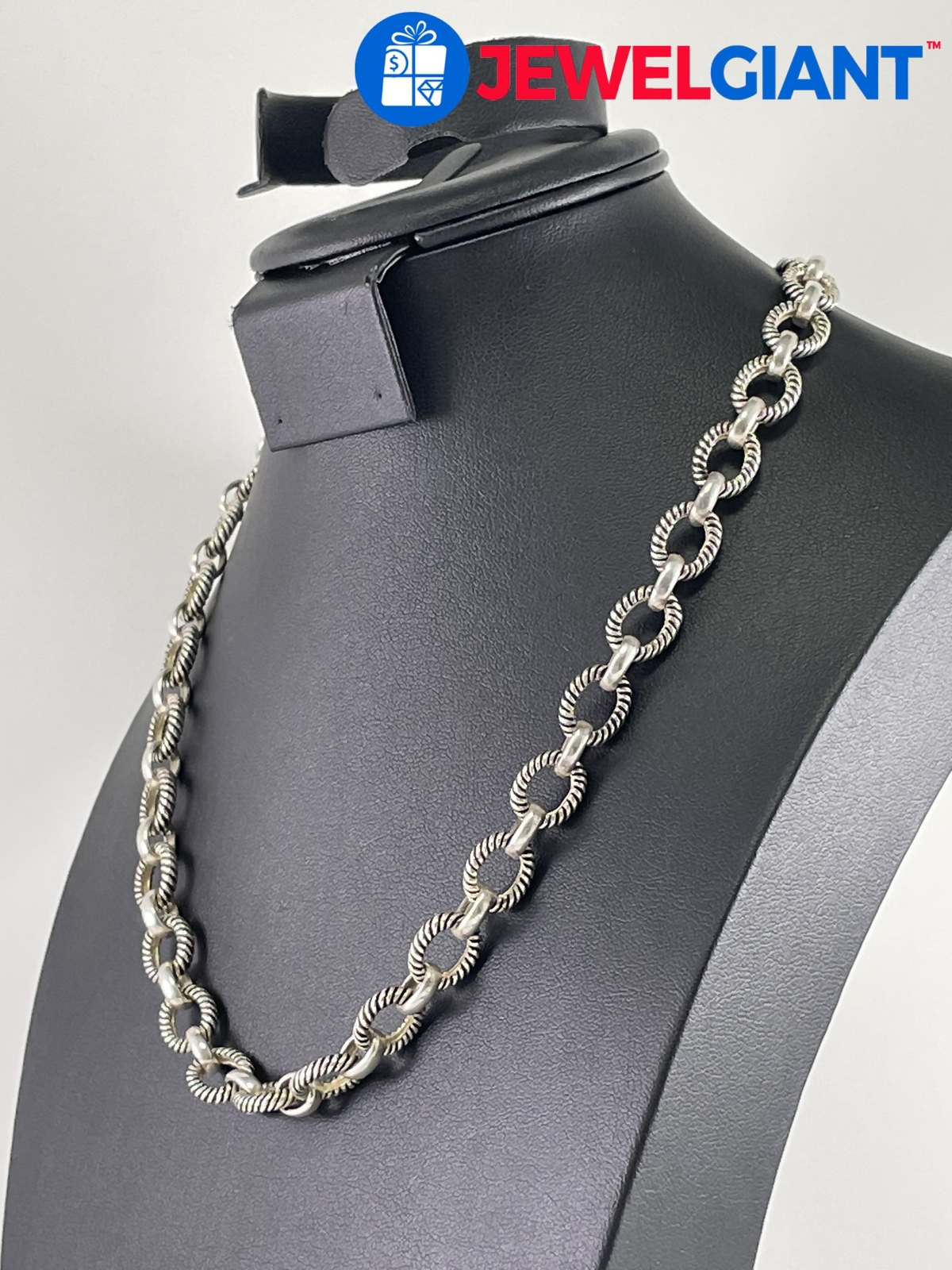 STERLING SILVER CHAIN LINK NECKLACE 18.5" 10MM WIDTH TOGGLE CLOSURE 47.