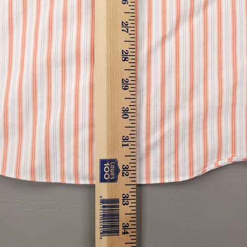Brooks Brothers Shirt Mens Large 16 36 Orange Striped Non Iron Office Casual - Picture 9 of 12