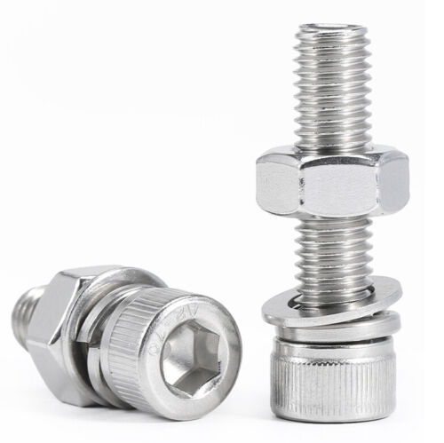 M4 ALLEN BOLTS SOCKET CAP SCREWS +HEX NUT, FLAT & SPRING WASHERS STAINLESS STEEL - Picture 4 of 6