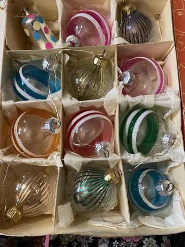 weihnachtskugeln DDR Lauscha Lametta Vintage Schachtel Glas