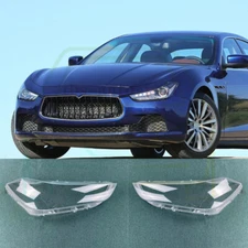 L&R Side Headlight Cover Clear Pc Shell Housing For Maserati Ghibli 2014-2017