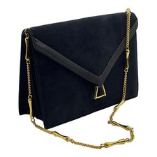 Vintage 60s Susan Gail Leather Convertible Handbag Clutch Shoulder Bag Chain Nos