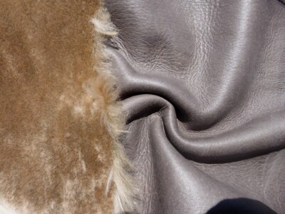 sheepskin shearling leather hide Light Brown Ultrathin Super Silky Hair