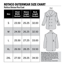 Rothco Peacoat Sizing Chart Deluxe Wool Navy Pea Coat By Rothco
