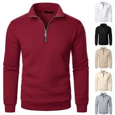 Men's Quarter Zip Up Pullover Slim Fit Lightweight Mock Neck Long Sleeve Sweater