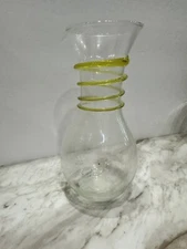 Blenko Glass Wine Decanter By Joel Myers Yellow  Helix Spiral Swirl Neck X