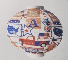 Two 2 Paper Light-up Lanterns Patriotic July 4 Decorations Flags Trucks New