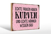 Holzschild Spruch 30X20 Cm Echte Frauen Haben Kurven MäNner Schild Wooden Sign