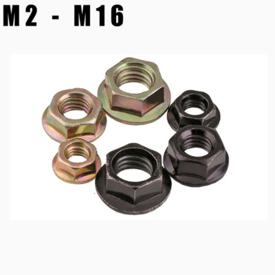 M2 M2.5 M3 M4 M5 M6 M8 M10 M12 M16 Metric Flanged Hex Nuts Serrated Flange Nut