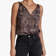 NWT Paige Womens Nadynne Animal Print Twisted Strap Sleeveless Bodysuit S SMALL
