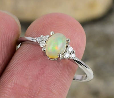 Genuine Ethiopian Opal Ring 925 Sterling Silver Ring For Women Birthday Gifts