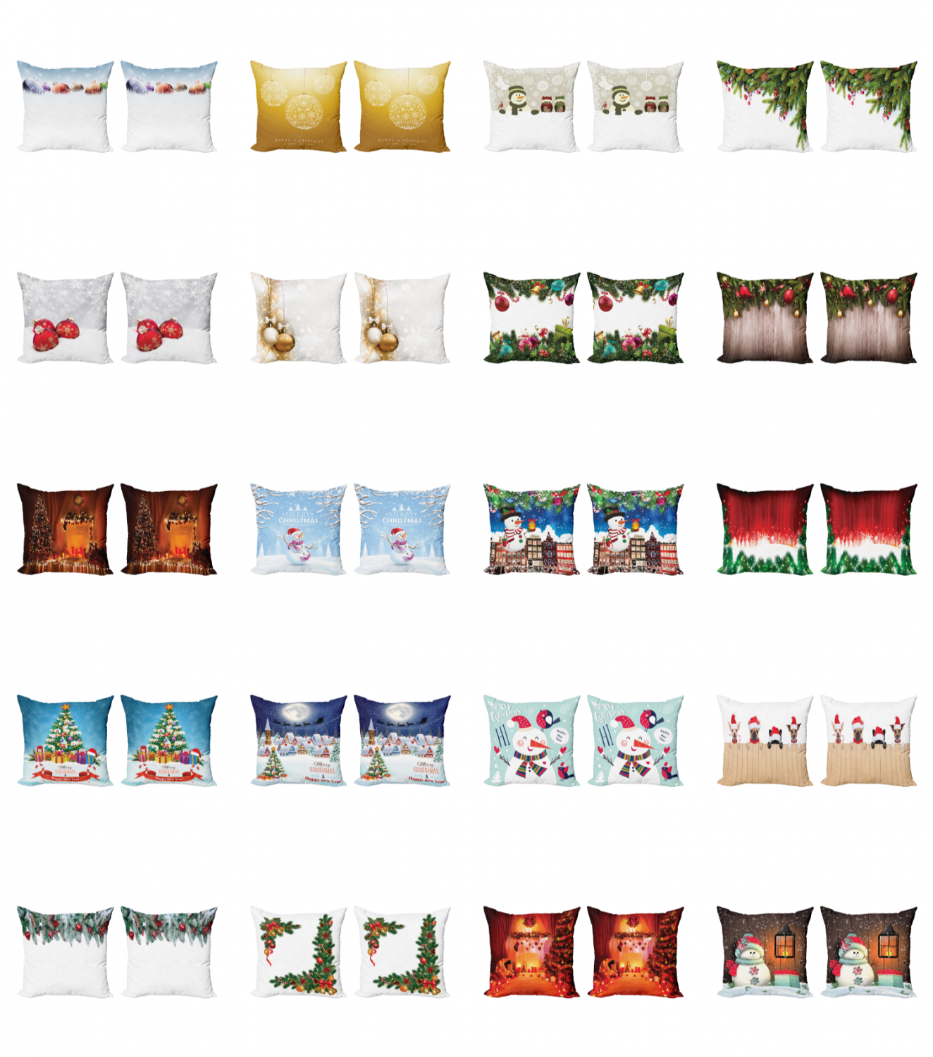 Ambesonne Christmas Print Cushion Cover Set of 2 for Couch and Bed in 4